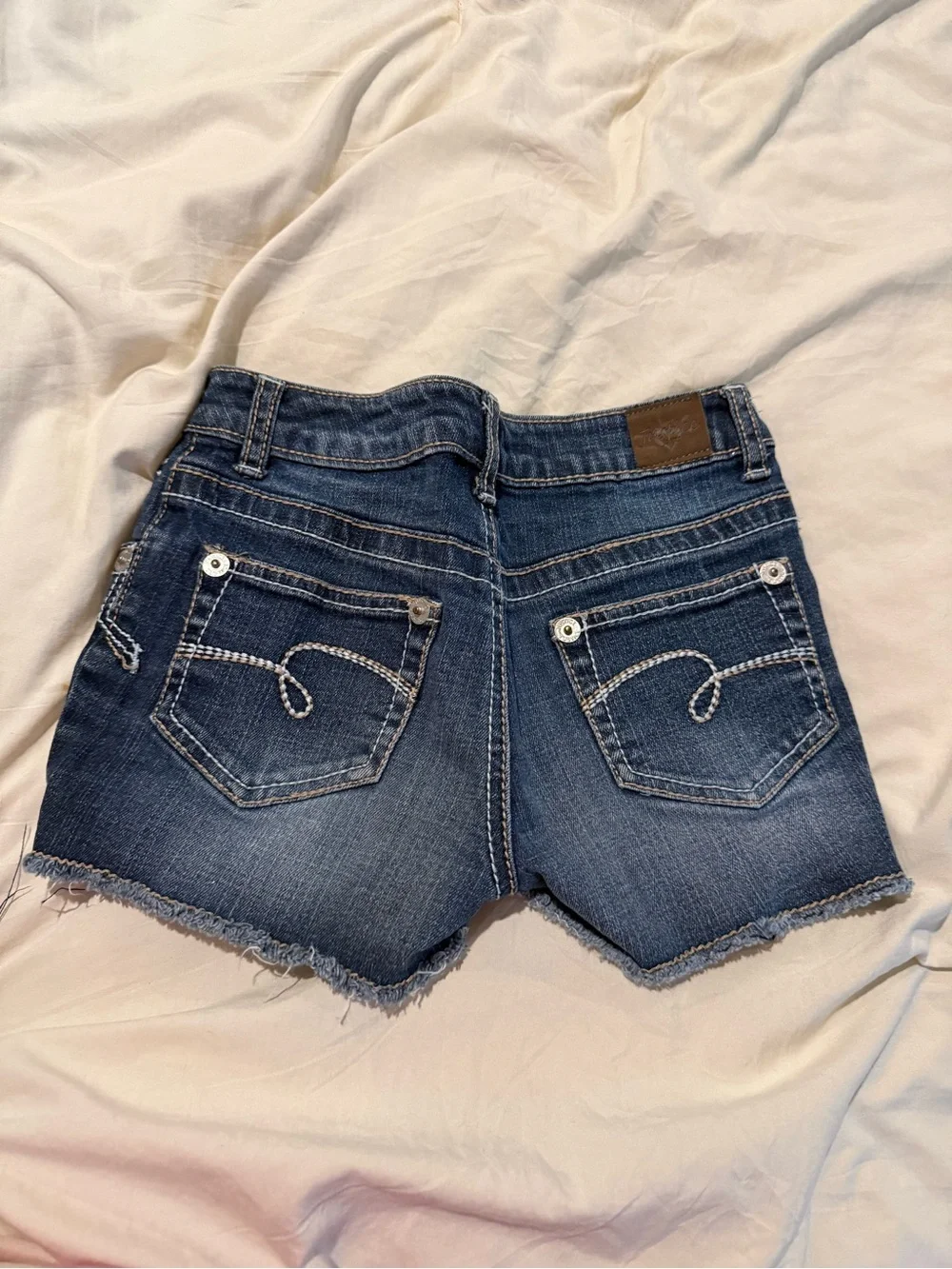 Justice Girls Denim Cutoff Shorts Size 10R Medium Wash Raw Hem